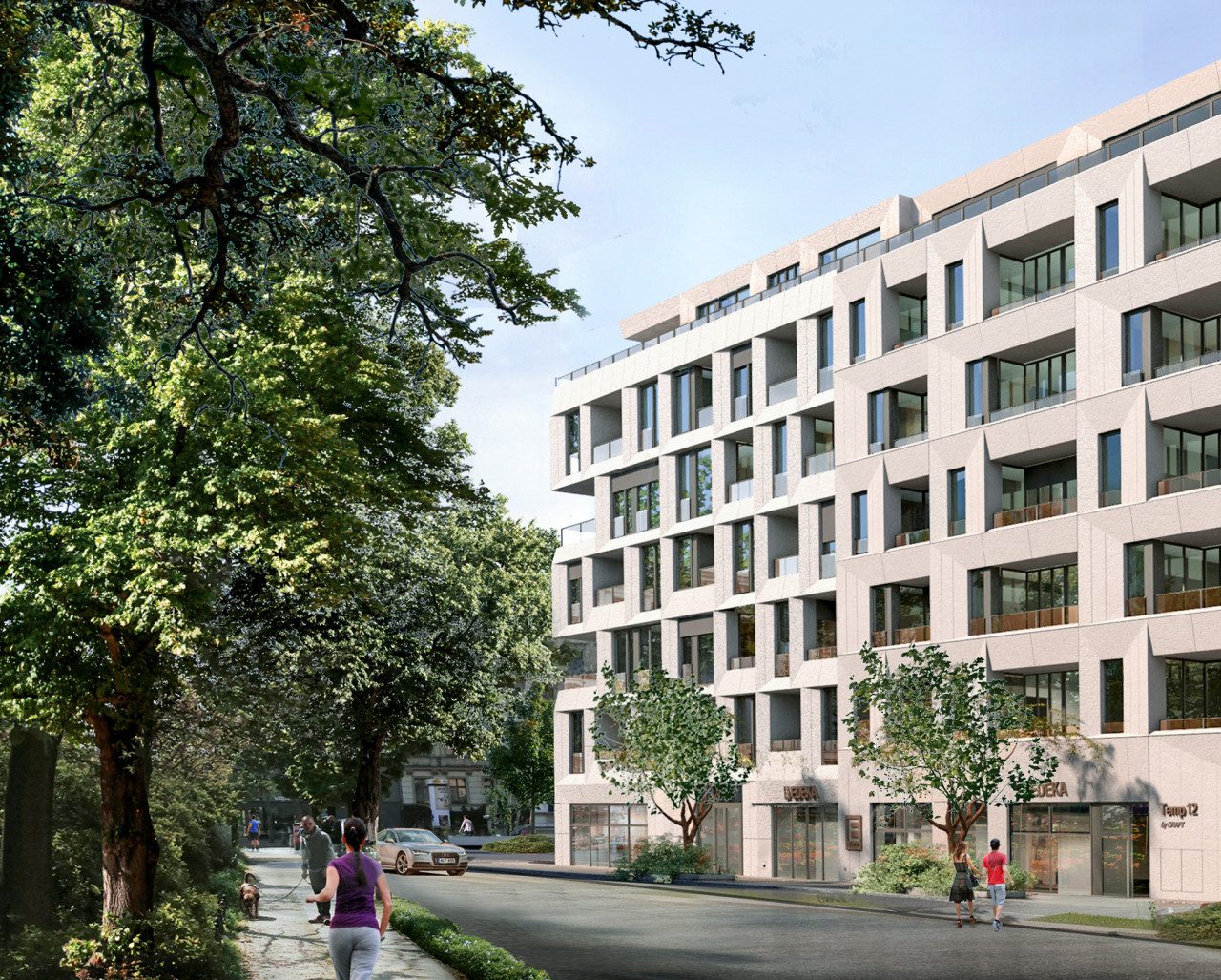 modernes Haus Bäume