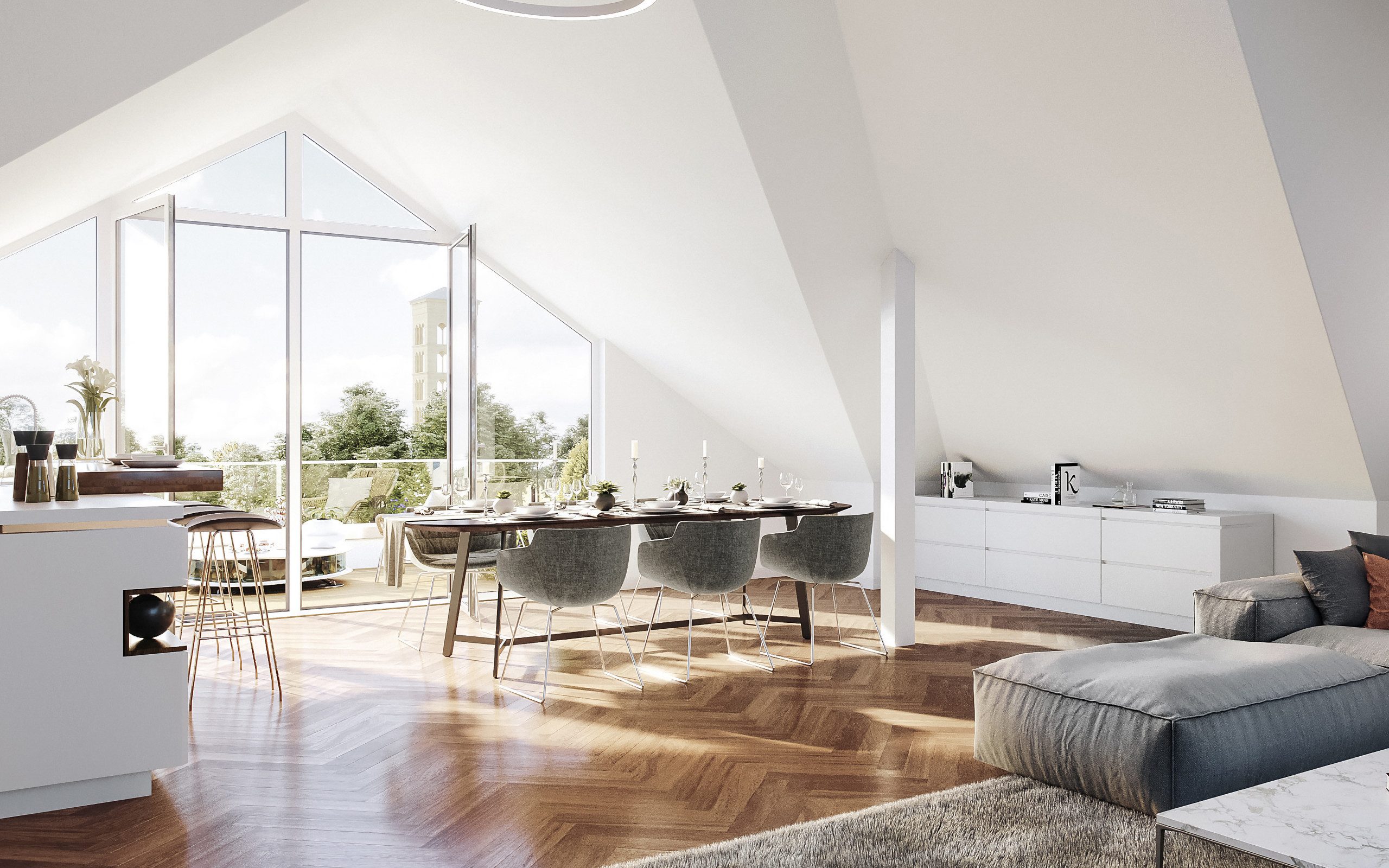 Dachgeschosswohnung Esszimmer küche sehr hochwertig luxeriös